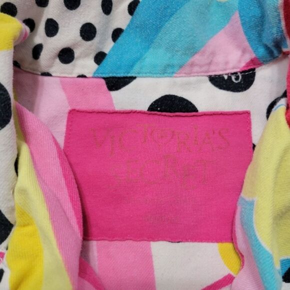 Victoria's Secret Top Size Medium Sleepwear Pajama Top Rainbows Clouds Polka Dot - Picture 6 of 7